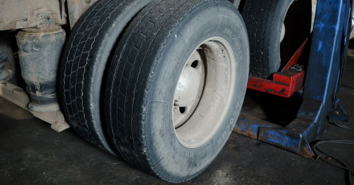 Räder mit Stahlfelgen an einem Nutzfahrzeug